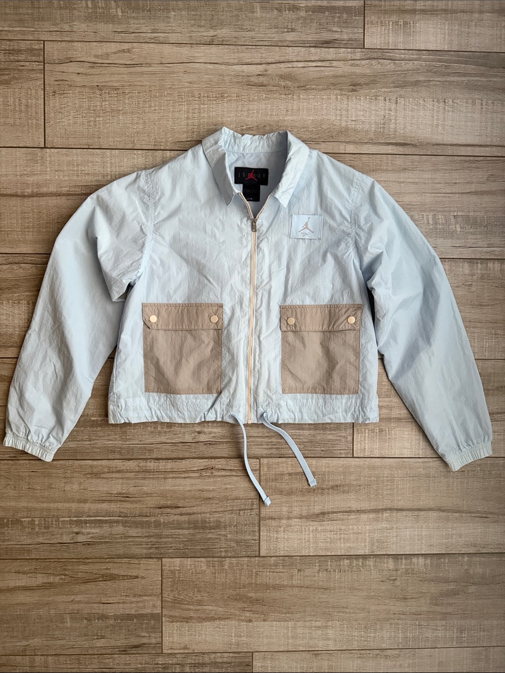 Jordan Flight Essentials Nylon Track Jacket Light Blue Beige Small